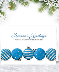 Five Blue Baubles Christmas Card