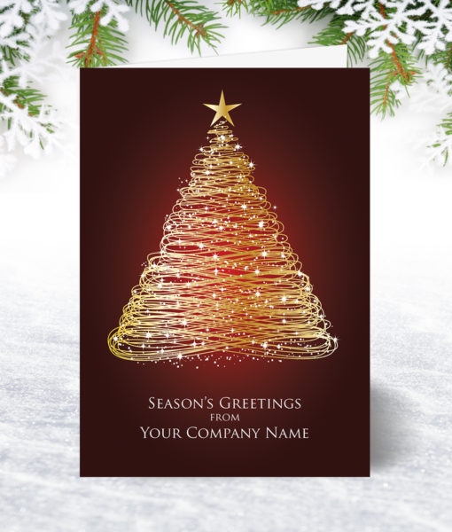 Golden Starry Tree Christmas Card