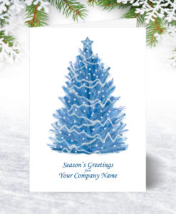 Pastel Blue Tree Christmas Card
