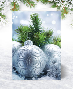 Silver Baubles Christmas Card