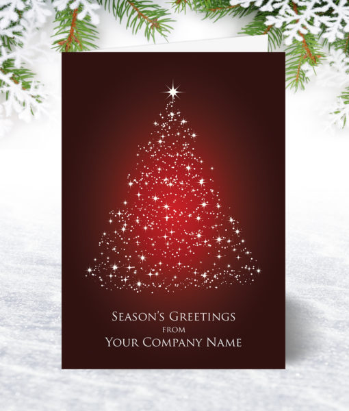 Star Topped Tree Red Corporate Christmas Card