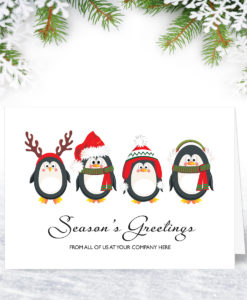 Penguin Parade Humorous Christmas Card