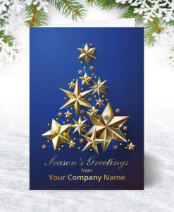 Blue and Golden Stars Christmas Card