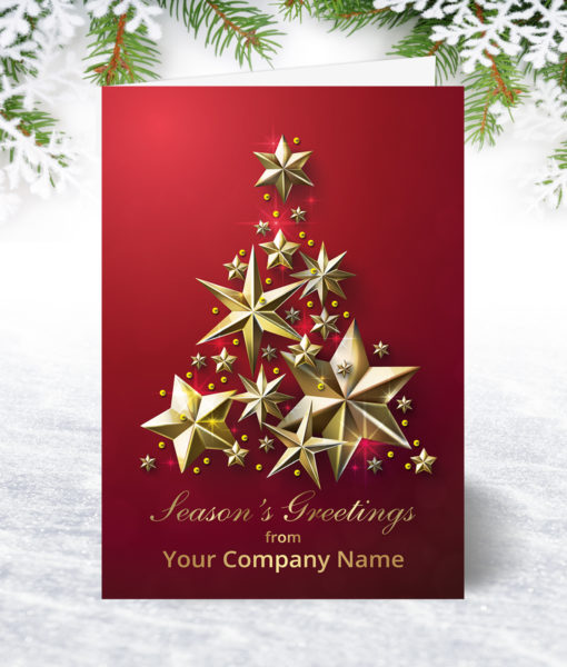 Red and Golden Stars Christmas Card