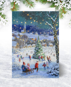 U0200 Skating around the Tree Christmas Card
